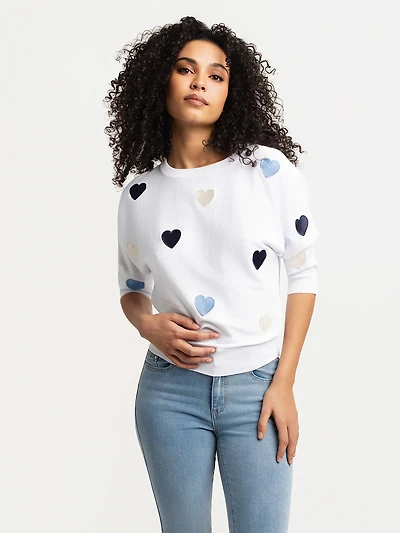 3/4-sleeve pullover sweater