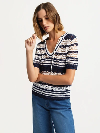 Short-sleeve pullover sweater