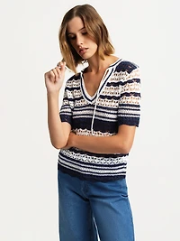 Short-sleeve pullover sweater