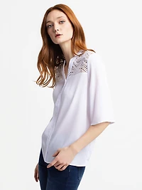 Blouse ample à manches 3/4 avec boutons