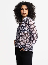 Long-sleeve loose blouse with buttons