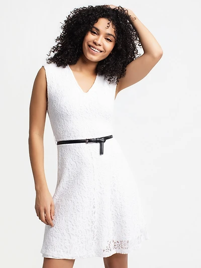 Flared midi knit dress