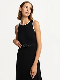 Flared maxi knit dress