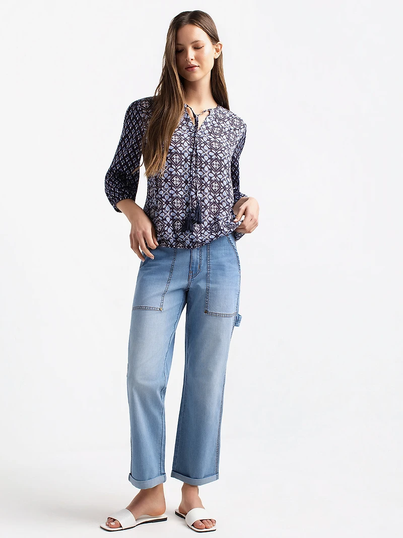 3/4-sleeve loose blouse