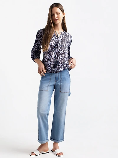 3/4-sleeve loose blouse