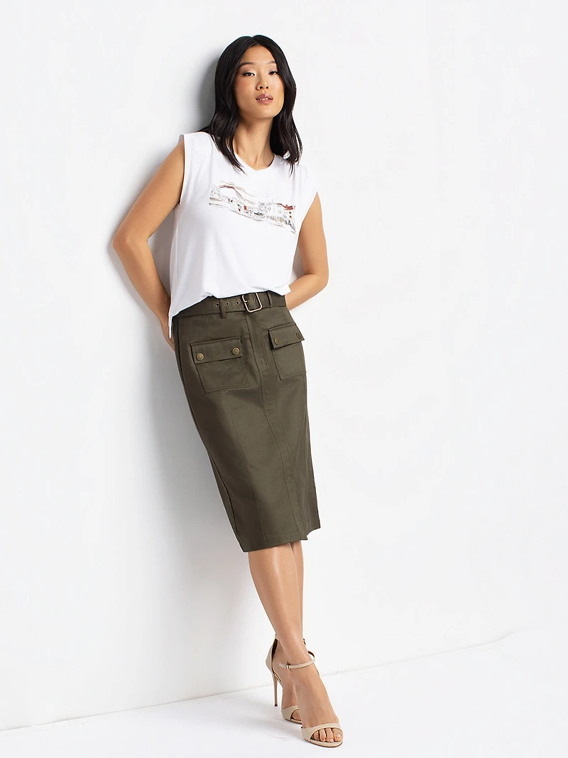 Mid-calf A line skirt