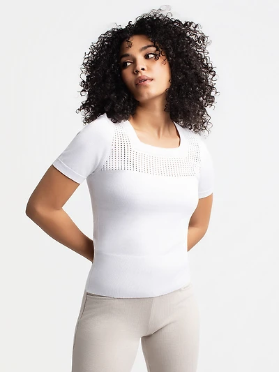 Short-sleeve pullover sweater