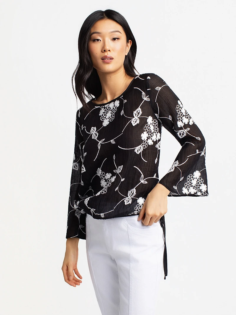 Long-sleeve loose blouse