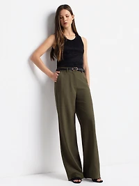 Pantalon habillé large à taille haute