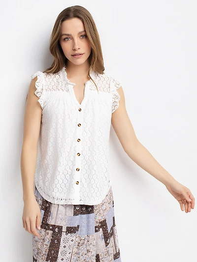 Blouse sans manches avec boutons