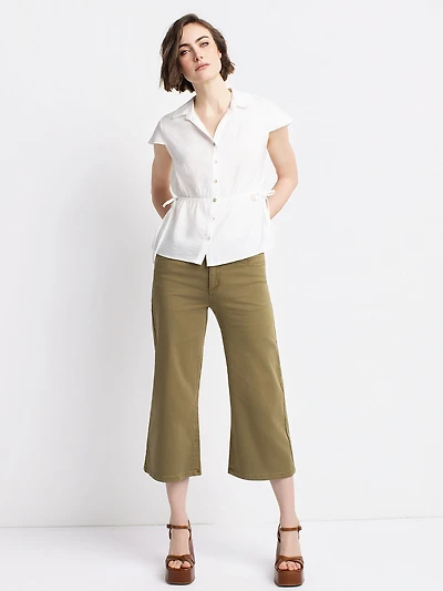 Short-sleeve button-front blouse