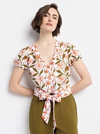 Short-sleeve button-front blouse