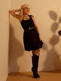 Robe courte évasée en tricot