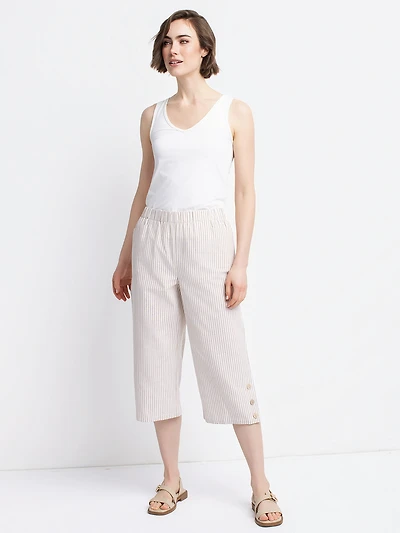 Wide-leg casual pull-on capri