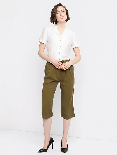 Wide-leg casual pull-on capri