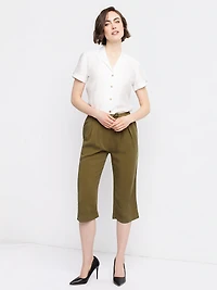Wide-leg casual pull-on capri