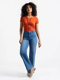 High waist wide-leg jean