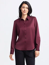 Long-sleeve button-front blouse
