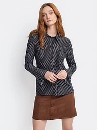 Long-sleeve button-front blouse
