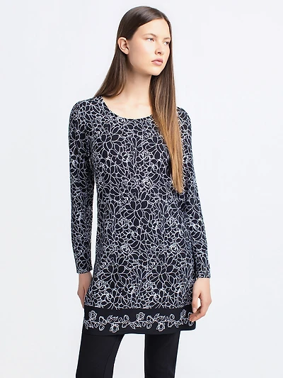 Long-sleeve knit tunic