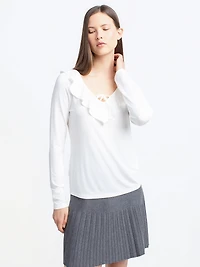 Semi-fitted long-sleeve top