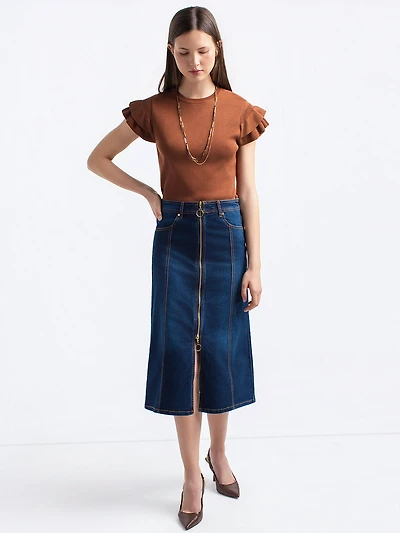 Jupe en denim ligne A