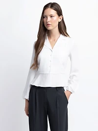 Long-sleeve button-front blouse