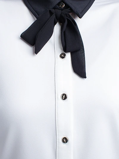 Long-sleeve button-front blouse