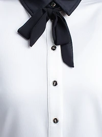 Long-sleeve button-front blouse