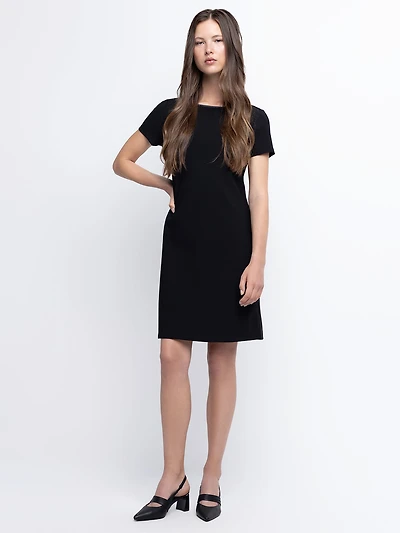 Pull-on straight-fit midi dress
