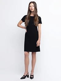 Pull-on straight-fit midi dress