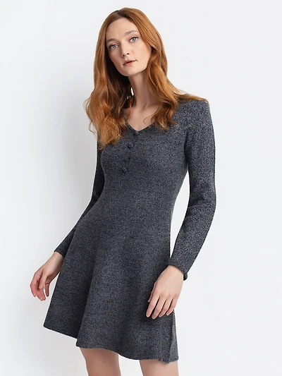 Flared knit midi dress