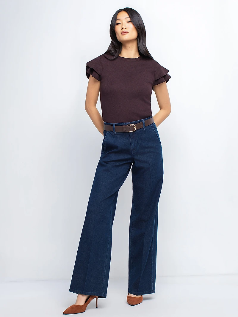 Semi-fitted wide-leg jeans
