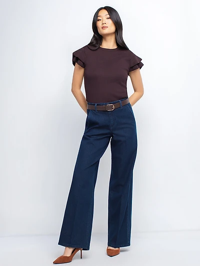 Semi-fitted wide-leg jeans