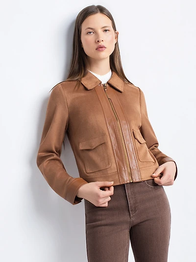 Copped long-sleeve jacket