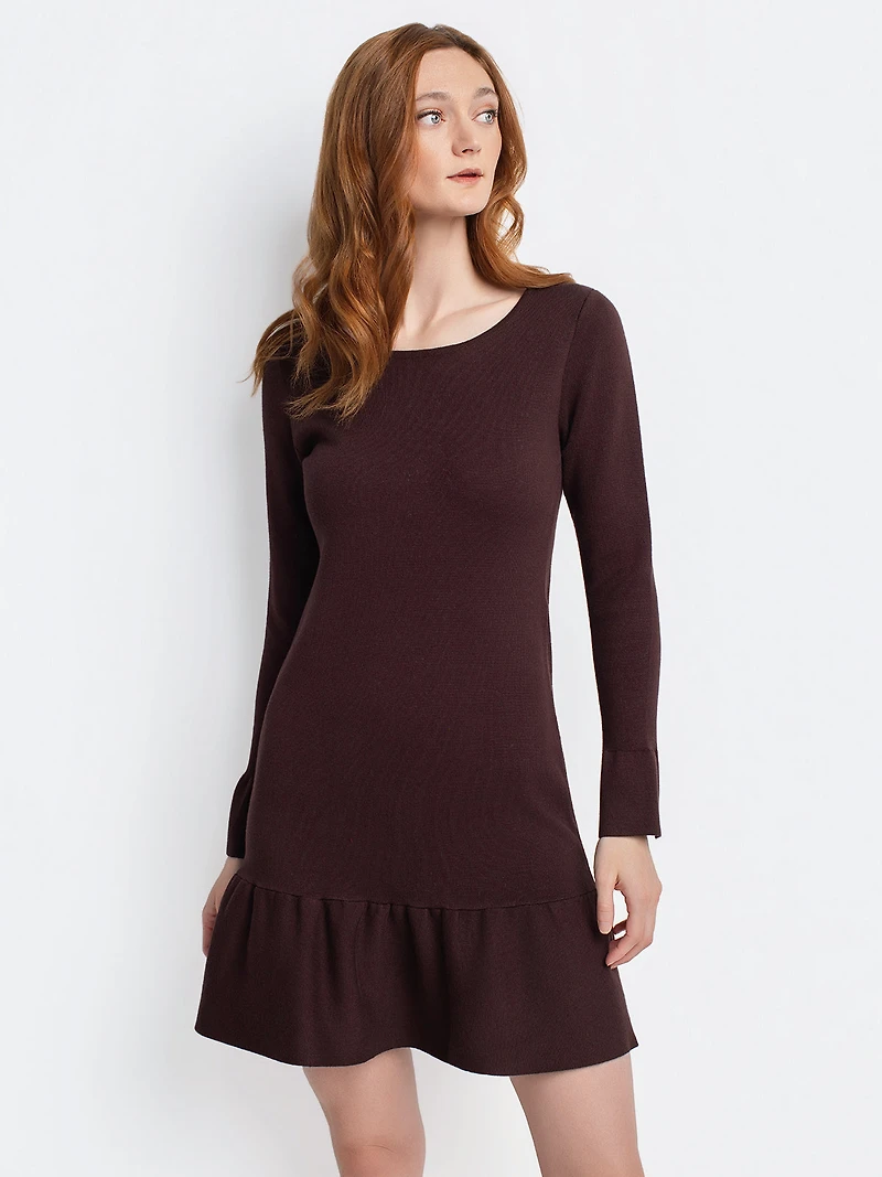 Robe courte évasée en tricot