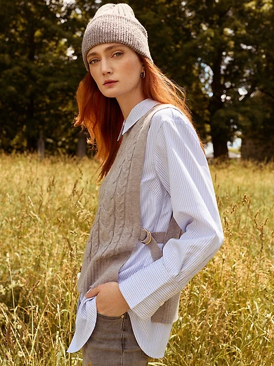 Relaxed-fit button-front blouse