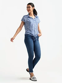 Blouse ample à manches courtes avec boutons