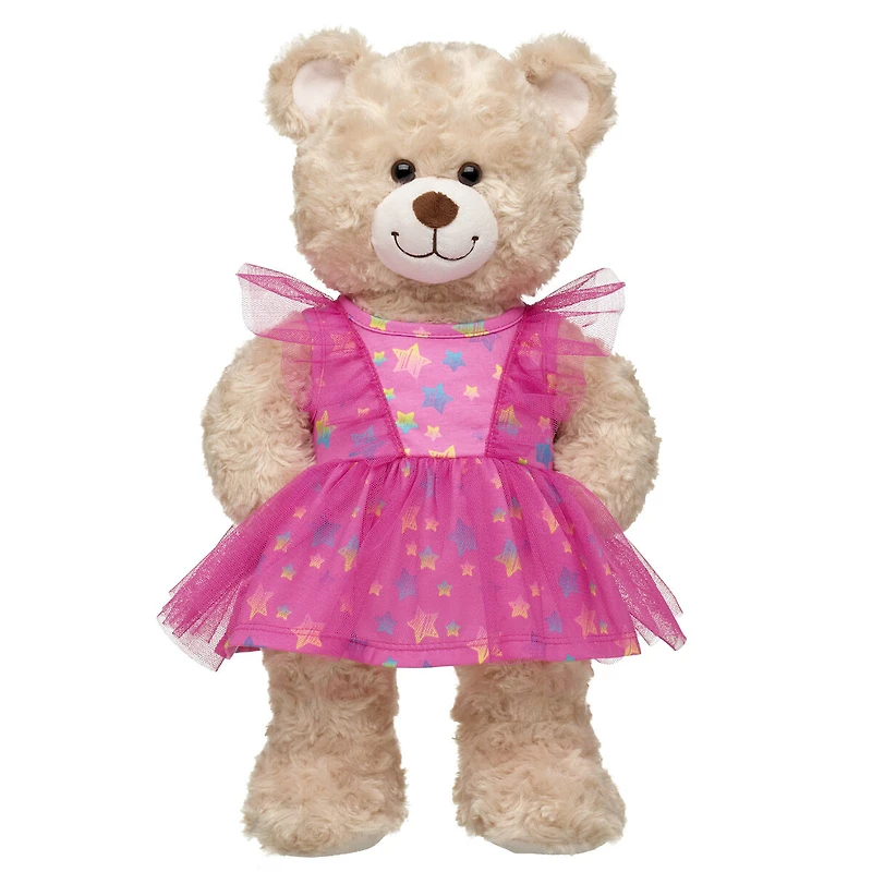 Pink Stars Tulle Sleeve Dress