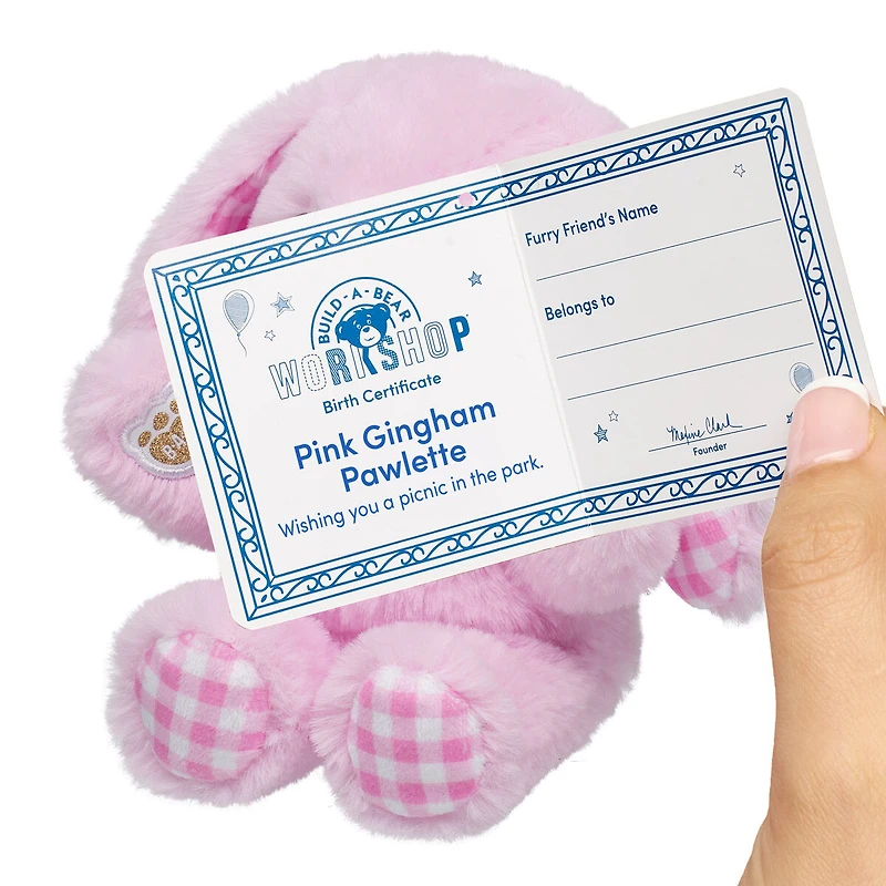Build-A-Bear Mini Beans® Pink Gingham Pawlette™ Bunny Plush - Limited Edition!