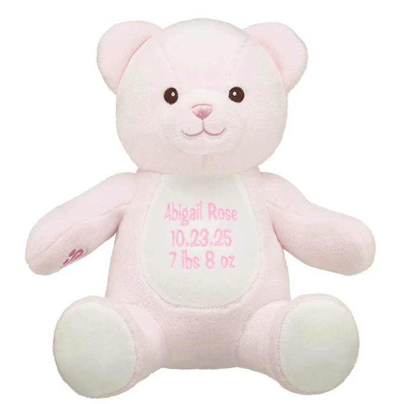 Personalized Embroidered Baby Pink Teddy Bear