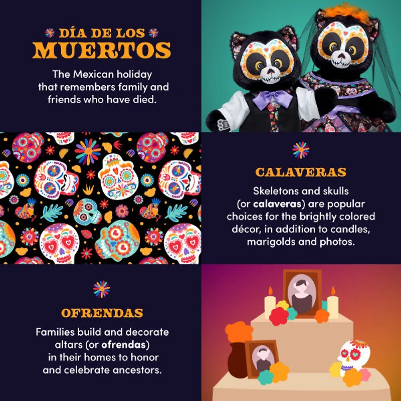 Día de los Muertos Cat Stuffed Animal