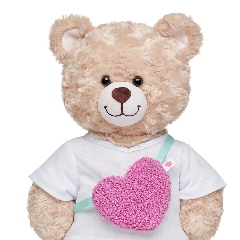 Pink Sherpa Heart Crossbody Bag