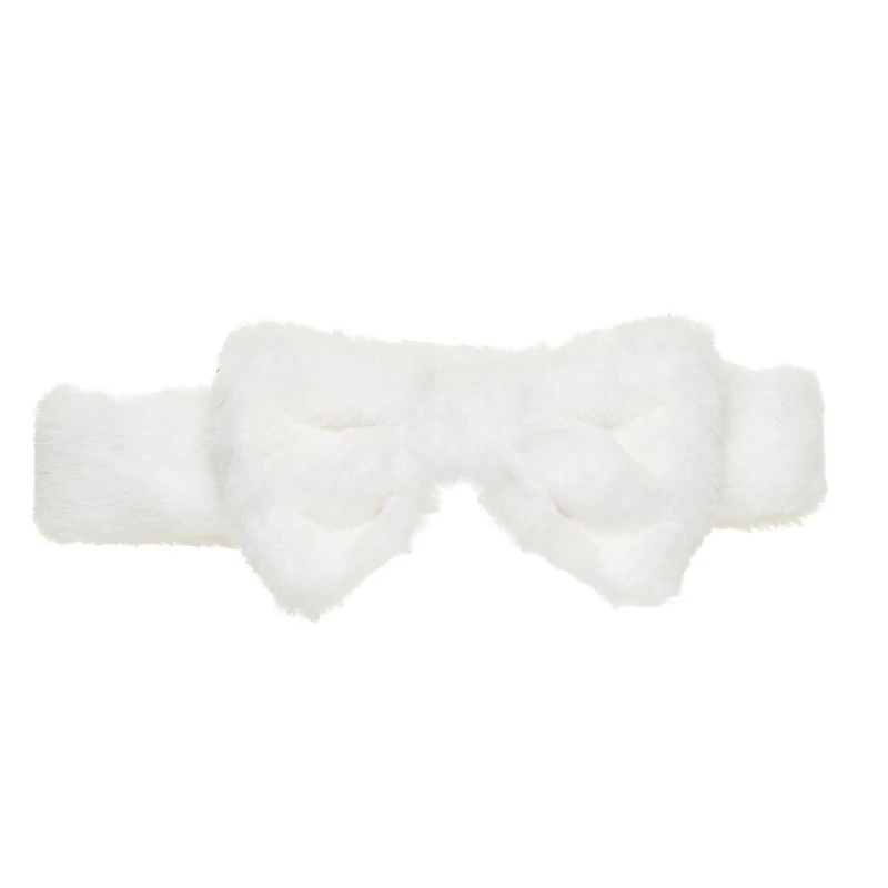 White Plush Bow Headwrap