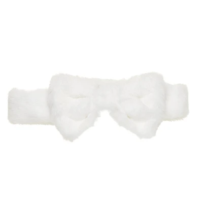 White Plush Bow Headwrap