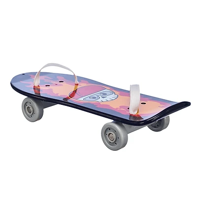 Black Skull and Flames Skateboard