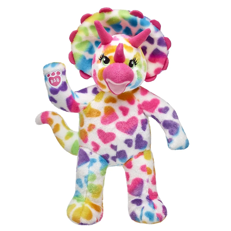 Rainbow Hearts Triceratops Stuffed Animal