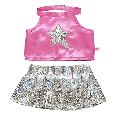 Silver Pleated Skirt Set