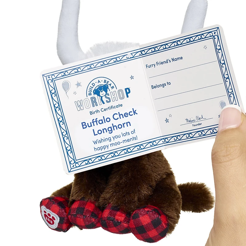 Build-A-Bear Mini Beans® Buffalo Check Longhorn Stuffed Animal