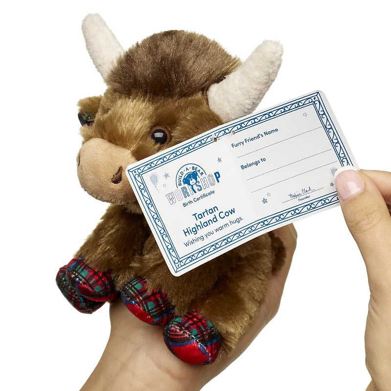 Build-A-Bear Mini Beans® Tartan Highland Cow Stuffed Animal
